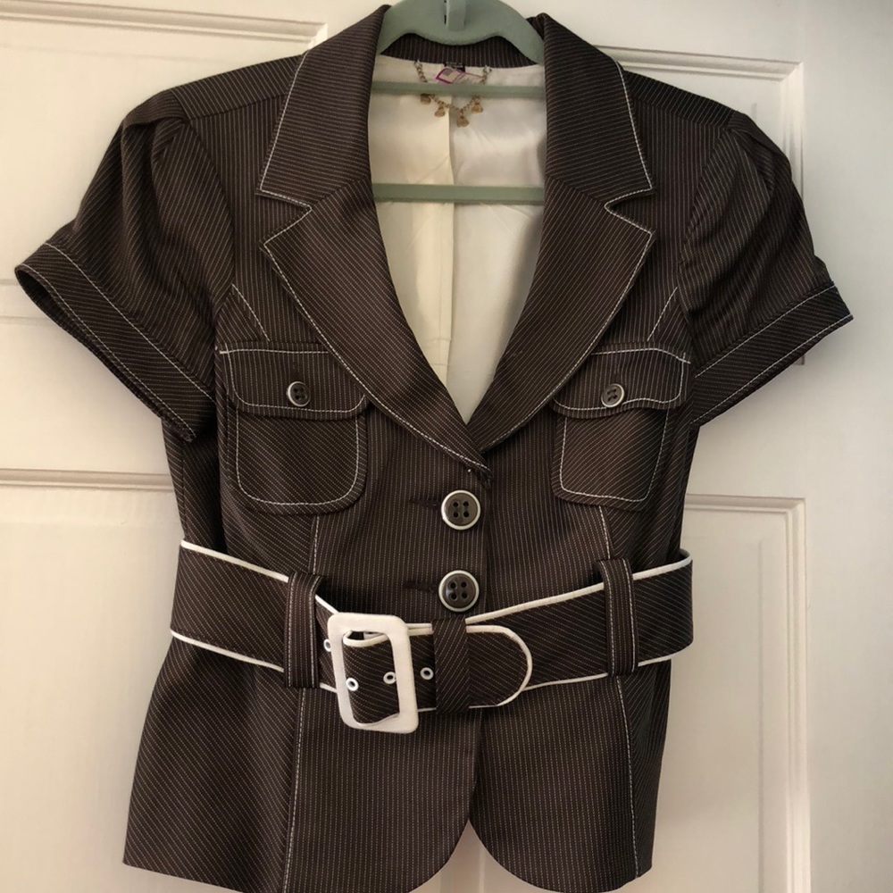 Bebe jacket brown and white. Size 8 (small 8)